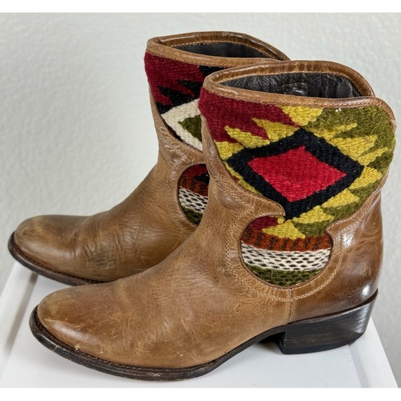 Free Bird Cablo Southwest Tapestry Brown Bohemian Leather Boots, Size 7 - Picture 4 of 11